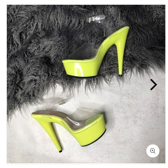 Hella Heels 6in Stiletto Rhylie Electric Highlighter Neon Yellow Green Pole Club - Picture 1 of 8